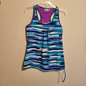Athleta Blue Green Stripe Racerback Tinker Tank Top Size Large